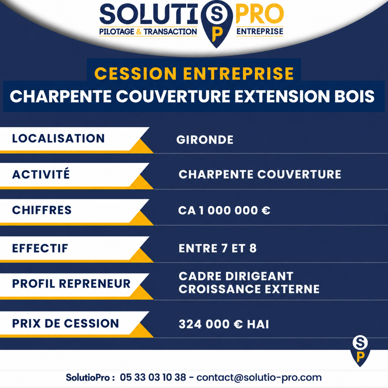 Flyer cession d’entreprise charpente bois