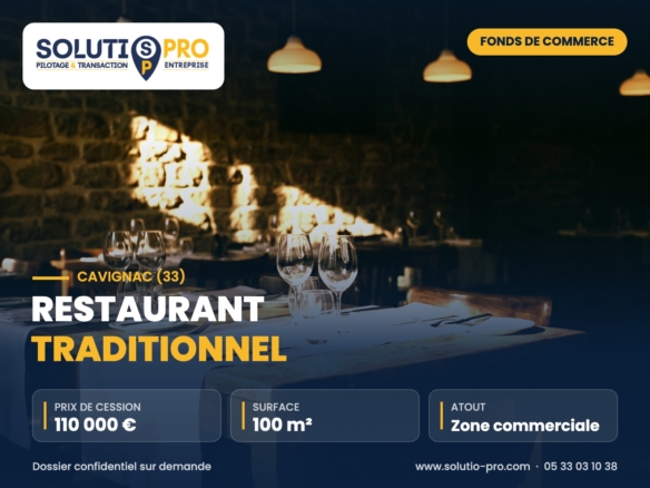 Restaurant traditionnel – Cavignac (33) – cession d’entreprise – Solutio Pro